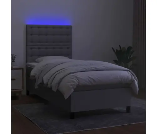 Atsperu Gulta Ar Matraci, Led, Gaiši Pelēks Audums, 90X200 Cm Vidaxl