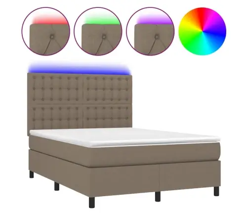 Lova Su Spyruoklėmis/Čiužiniu/Led, Taupe, 140X200 cm Audinys