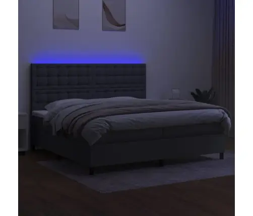 Lova Su Spyruoklėmis/Čiužiniu/Led, Pilka, 200X200 cm Audinys