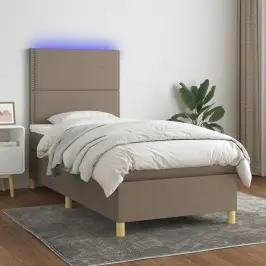 Lova Su Spyruoklėmis/Čiužiniu/Led, Taupe, 90X190 cm Audinys Lova Su Spyruoklėmis/Čiužiniu/Led, Taupe, 90X190 cm Audinys