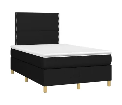 Atsperu Gulta Ar Matraci, Led, Melns Audums, 120X200 Cm Vidaxl