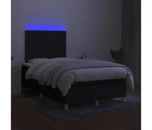 Atsperu Gulta Ar Matraci, Led, Melns Audums, 120X200 Cm Vidaxl