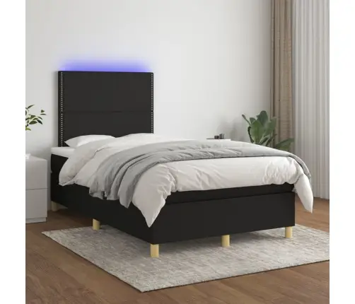 Atsperu Gulta Ar Matraci, Led, Melns Audums, 120X200 Cm Vidaxl