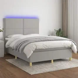 Lova Su Spyruoklėmis/Čiužiniu/Led, Pilka, 140X200 cm Audinys Lova Su Spyruoklėmis/Čiužiniu/Led, Pilka, 140X200 cm Audinys