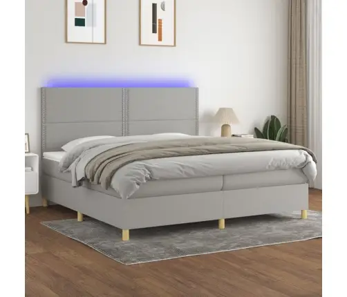 Kontinentaalvoodi Madrats Ja Led, Helehall, 200X200 cm Kangas