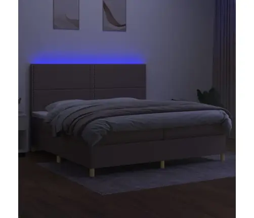 Lova Su Spyruoklėmis/Čiužiniu/Led, Taupe, 200X200 cm Audinys