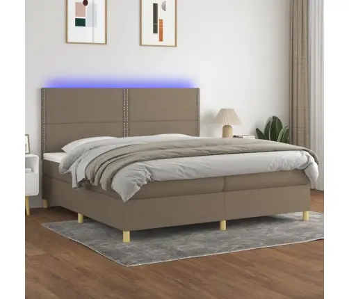 Lova Su Spyruoklėmis/Čiužiniu/Led, Taupe, 200X200 cm Audinys