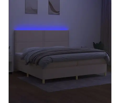 Kontinentaalvoodi Madrats Ja Led, Kreemjas, 200X200 cm Kangas