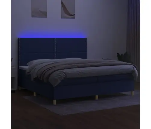 Kontinentaalvoodi Madrats Ja Led, Sinine, 200X200 cm Kangas