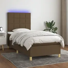 Atsperu Gulta Ar Matraci, Led, Tumši Brūns Audums, 80X200 Cm Vidaxl