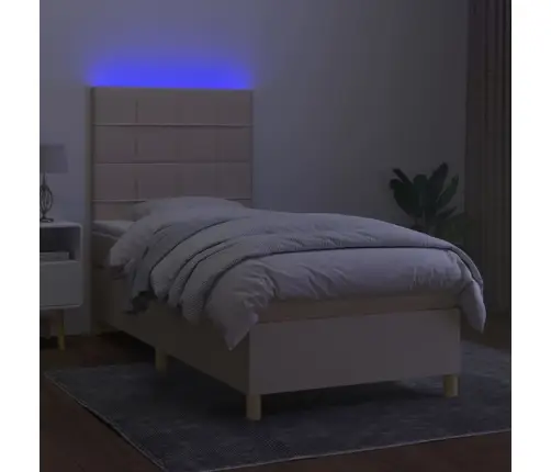 Lova Su Spyruoklėmis/Čiužiniu/Led, Kreminė, 80X200cm Audinys