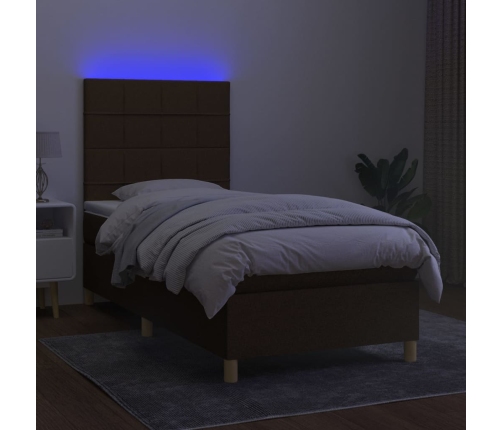 Atsperu Gulta Ar Matraci, Led, Tumši Brūns Audums, 100X200 Cm Vidaxl