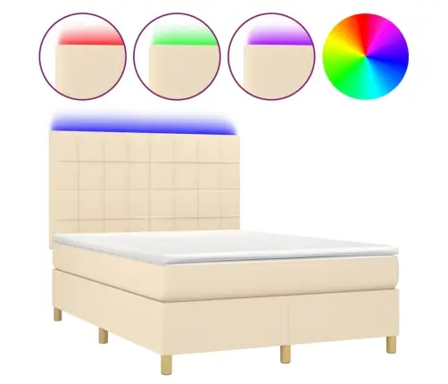 Lova Su Spyruoklėmis/Čiužiniu/Led, Kreminė, 140X200 cm Audinys