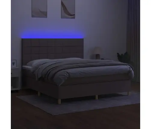 Lova Su Spyruoklėmis/Čiužiniu/Led, Taupe, 160X200 cm Audinys