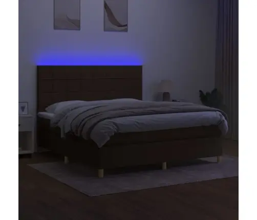 Atsperu Gulta Ar Matraci, Led, Tumši Brūns Audums, 180X200 Cm Vidaxl