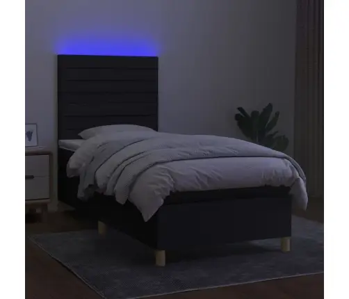 Atsperu Gulta Ar Matraci, Led, Melns Audums, 80X200 Cm Vidaxl Atsperu Gulta Ar Matraci, Led, Melns Audums, 80X200 Cm Vidaxl