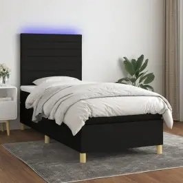 Atsperu Gulta Ar Matraci, Led, Melns Audums, 80X200 Cm Vidaxl