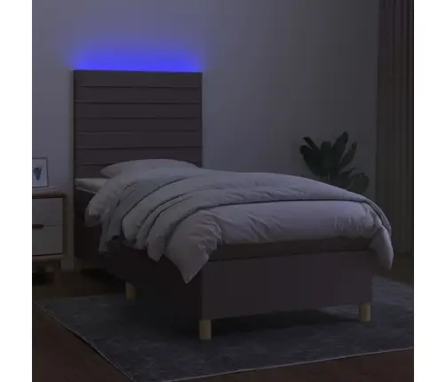 Atsperu Gulta Ar Matraci, Led, Pelēkbrūns Audums, 100X200 Cm Vidaxl