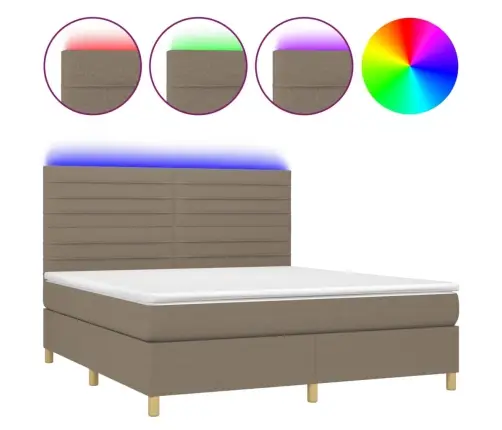 Atsperu Gulta Ar Matraci, Led, Pelēkbrūns Audums, 160X200 Cm Vidaxl