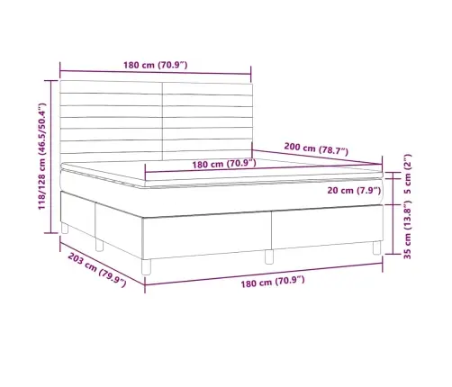 Atsperu Gulta Ar Matraci, Led, Tumši Brūns Audums, 180X200 Cm Vidaxl