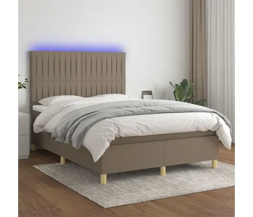 Atsperu Gulta Ar Matraci, Led, Pelēkbrūns Audums, 140X200 Cm Vidaxl Atsperu Gulta Ar Matraci, Led, Pelēkbrūns Audums, 140X200 Cm Vidaxl