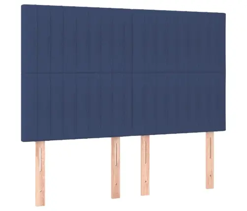 Atsperu Gulta Ar Matraci, Led, Zils Audums, 140X200 Cm Vidaxl