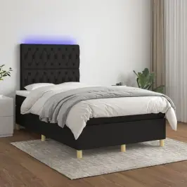 Atsperu Gulta Ar Matraci, Led, Melns Audums, 120X200 Cm Vidaxl