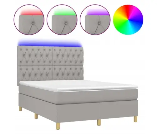 Lova Su Spyruoklėmis/Čiužiniu/Led, Pilka, 140X190 cm Audinys