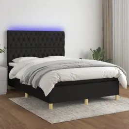 Atsperu Gulta Ar Matraci, Led, Melns Audums, 140X190 Cm Vidaxl