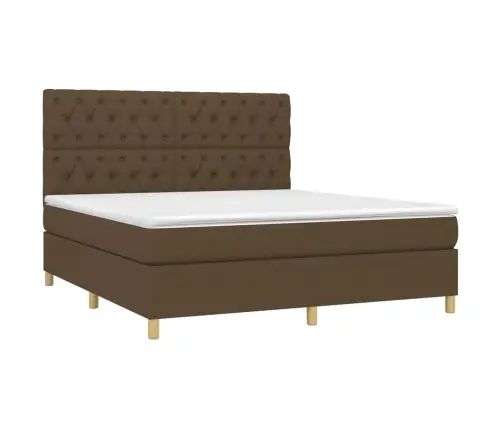 Atsperu Gulta Ar Matraci, Led, Tumši Brūns Audums, 160X200 Cm Vidaxl