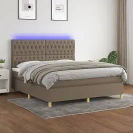 Lova Su Spyruoklėmis/Čiužiniu/Led, Taupe, 180X200 cm Audinys Lova Su Spyruoklėmis/Čiužiniu/Led, Taupe, 180X200 cm Audinys