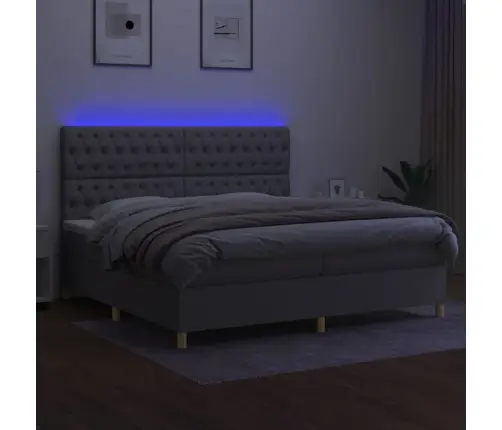 Lova Su Spyruoklėmis/Čiužiniu/Led, Pilka, 200X200 cm Audinys