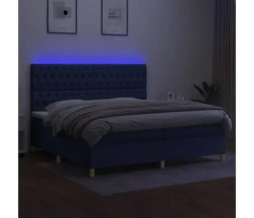 Kontinentaalvoodi Madrats Ja Led, Sinine, 200X200 cm Kangas