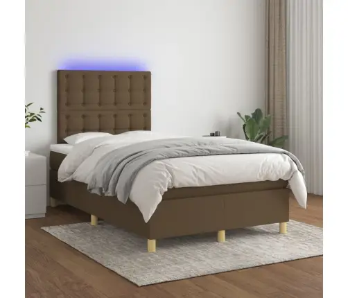 Lova Su Spyruoklėmis/Čiužiniu/Led, Ruda, 120X200cm Audinys