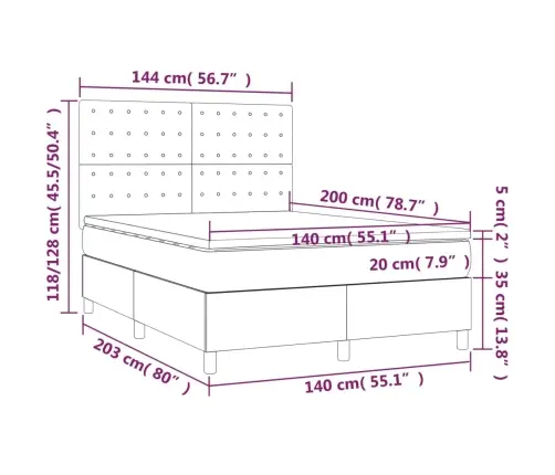 Atsperu Gulta Ar Matraci, Led, Tumši Pelēks Audums, 140X200 Cm Vidaxl Atsperu Gulta Ar Matraci, Led, Tumši Pelēks Audums, 140X200 Cm Vidaxl
