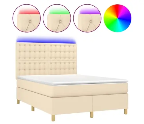 Lova Su Spyruoklėmis/Čiužiniu/Led, Kreminė, 140X200 cm Audinys