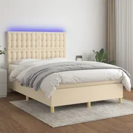 Lova Su Spyruoklėmis/Čiužiniu/Led, Kreminė, 140X200 cm Audinys Lova Su Spyruoklėmis/Čiužiniu/Led, Kreminė, 140X200 cm Audinys