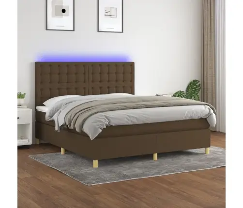 Kontinentaalvoodi Madrats Ja Led, Tumepruun, 160X200 cm Kangas