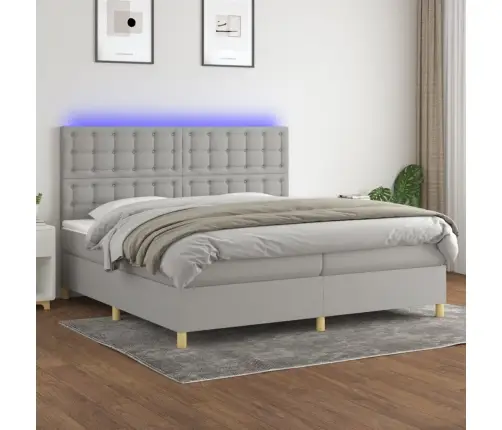 Kontinentaalvoodi Madrats Ja Led, Helehall, 200X200 cm Kangas