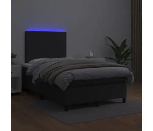 Kontinentaalvoodi Madratsiga, Led, Must, 120X200 cm Kunstnahk