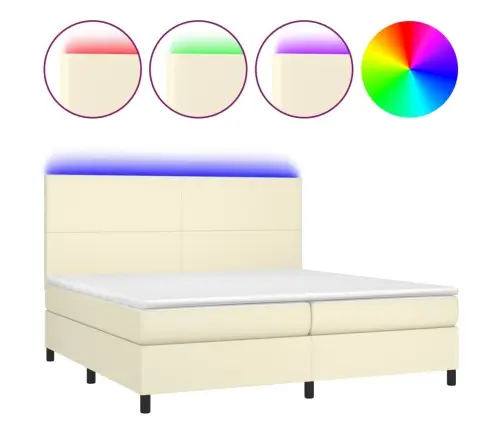 Atsperu Gulta, Matracis, Led, Krēmkrāsas, 200X200 Cm Vidaxl