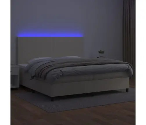 Atsperu Gulta, Matracis, Led, Krēmkrāsas, 200X200 Cm Vidaxl