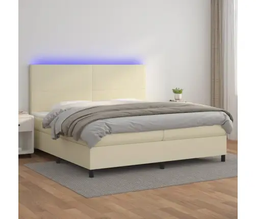 Atsperu Gulta, Matracis, Led, Krēmkrāsas, 200X200 Cm Vidaxl