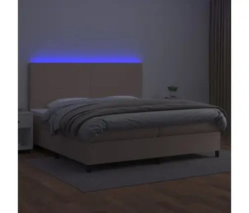 Atsperu Gulta Ar Matraci, Led, Kapučīno, 200X200 Cm Vidaxl