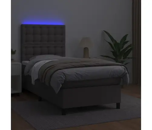 Lova Su Spyruoklėmis/Čiužiniu/Led, Pilka, 90X200Cm Dirbtinė Oda