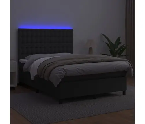 Kontinentaalvoodi Madrats, Led, Must, 140X190 cm Kunstnahk