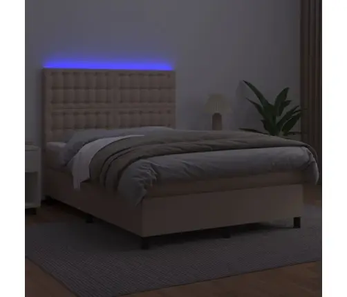 Lova Su Spyruoklėmis/Čiužiniu/Led, Kapučino, 140X200Cm Dirbtinė