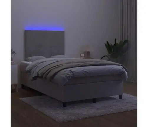 Lova Su Spyruoklėmis/Čiužiniu/Led, Pilka, 120X200cm Aksomas