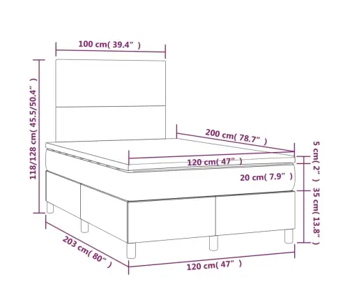 Kontinentaalvoodi Madrats, Led, Roosa, 120X200 cm Samet