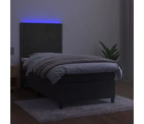 Lova Su Spyruoklėmis/Čiužiniu/Led, Pilka, 100X200cm Aksomas